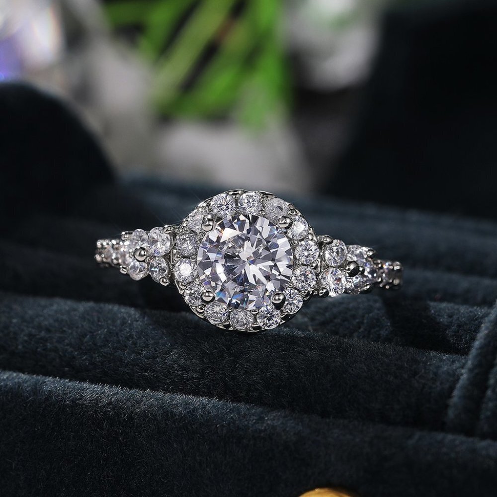 😍Classic Engagement Anillos Pure CZ Wedding Beautiful Ring for Women, L101 - Picture 5 of 8